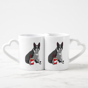 Boston Terrier with Drink Coffee Mug Set