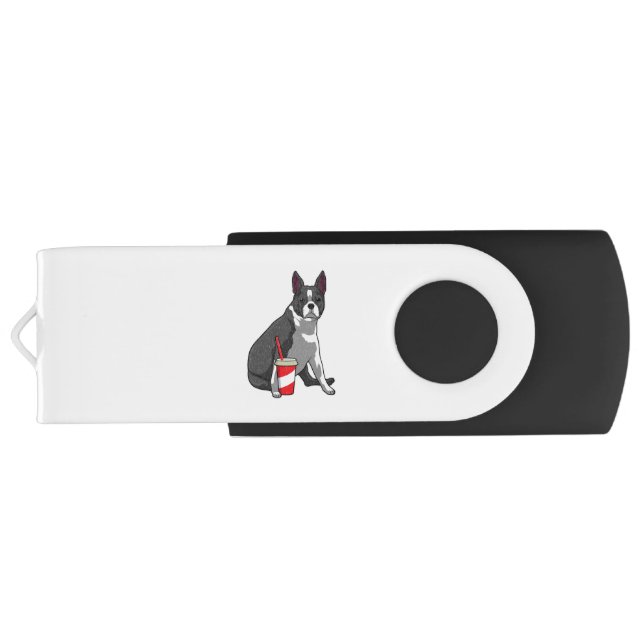 Boston Terrier with Drink Flash Drive (Back)