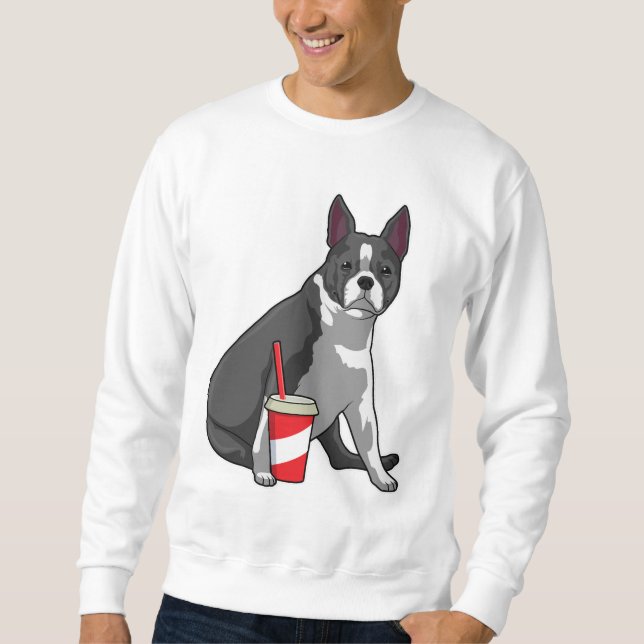Boston Terrier with Drink Sweatshirt (Front)