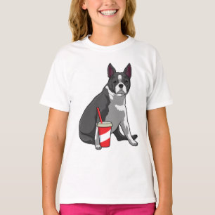 Boston Terrier with Drink T-Shirt