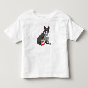 Boston Terrier with Drink Toddler T-shirt