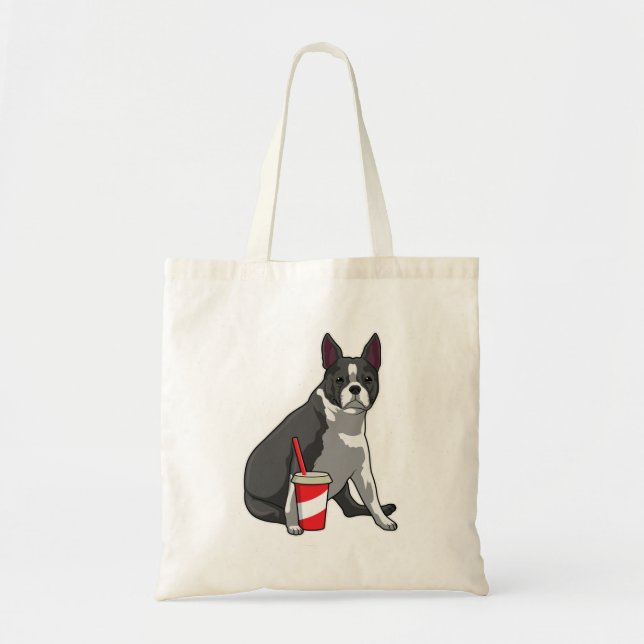 Boston Terrier with Drink Tote Bag (Front)