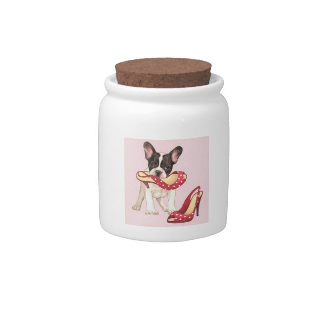 Boston Terrier with High Heels Candy Jar (Front)