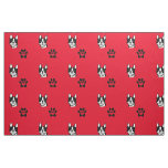 Boston Terrier with Paws Cotton Fabric