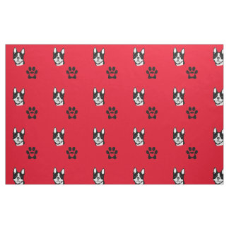 Boston Terrier with Paws Cotton Fabric