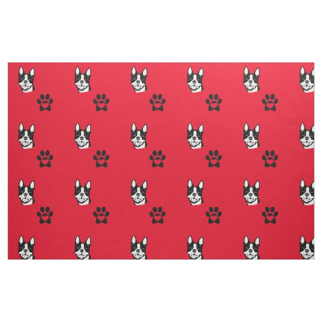Boston Terrier with Paws Cotton Fabric (Fat Quarter)
