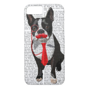 Boston Terrier With Red Tie and Moustache 2 iPhone 8/7 Case