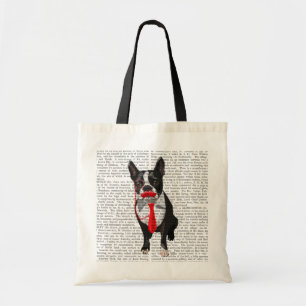Boston Terrier With Red Tie and Moustache 2 Tote Bag