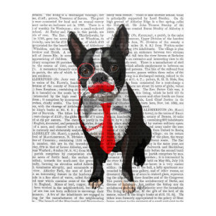 Boston Terrier With Red Tie and Moustache Acrylic Print