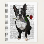 Boston Terrier with Rose in Mouth Planner<br><div class="desc">Boston Terrier with Rose in Mouth by Fabfunky. Cute Boston Terrier holding a rose in its mouth. | 190339D</div>