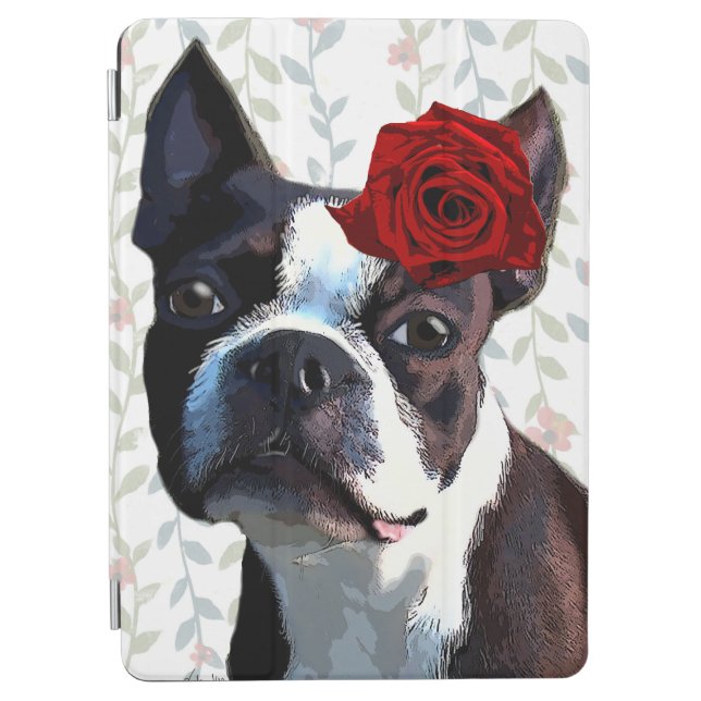Boston Terrier with Rose on Head 2 iPad Air Cover (Front)