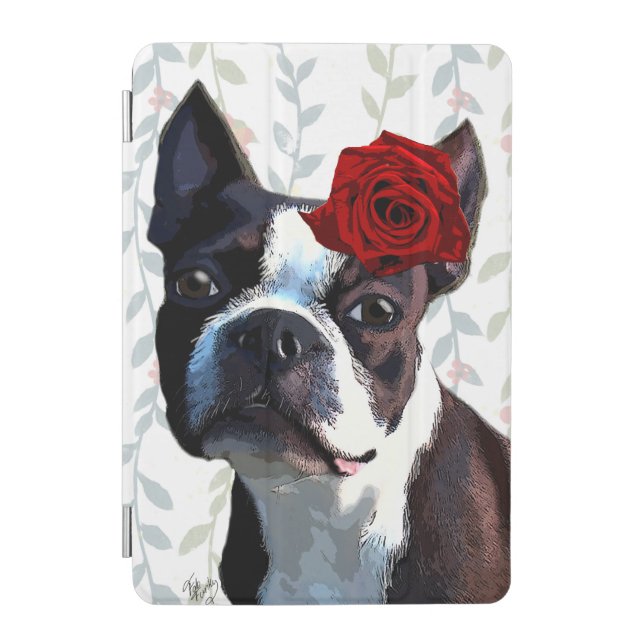 Boston Terrier with Rose on Head 2 iPad Mini Cover (Front)