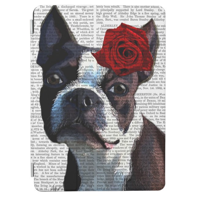 Boston Terrier with Rose on Head iPad Air Cover (Front)