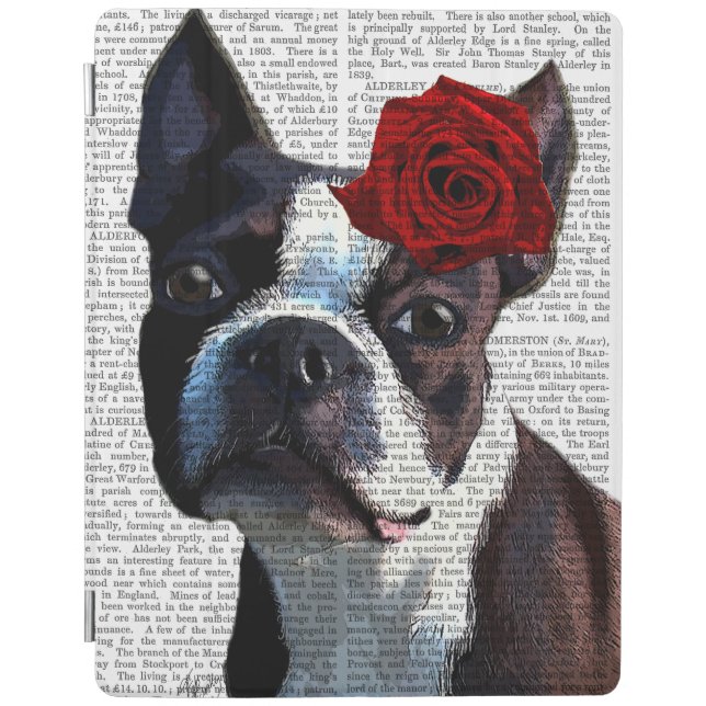 Boston Terrier with Rose on Head iPad Air Cover (Front)