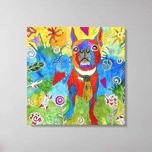 Boston Terrier Wrapped Canvas 20x20 Customizable