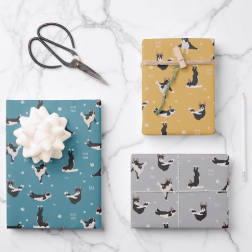 Boston Terrier Yoga Wrapping Paper Sheets