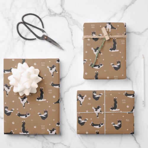 Boston Terrier Yoga Wrapping Paper Sheets