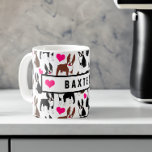 Boston Terriers and Hearts Cute Custom Name Coffee Mug