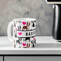 Boston Terriers and Hearts Cute Custom Name