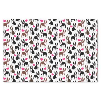 Boston Terriers And Hearts Tissue Paper by DoodleDeDoo at Zazzle