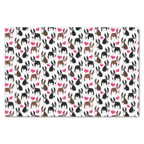 Boston Terriers and Hearts Tissue Paper