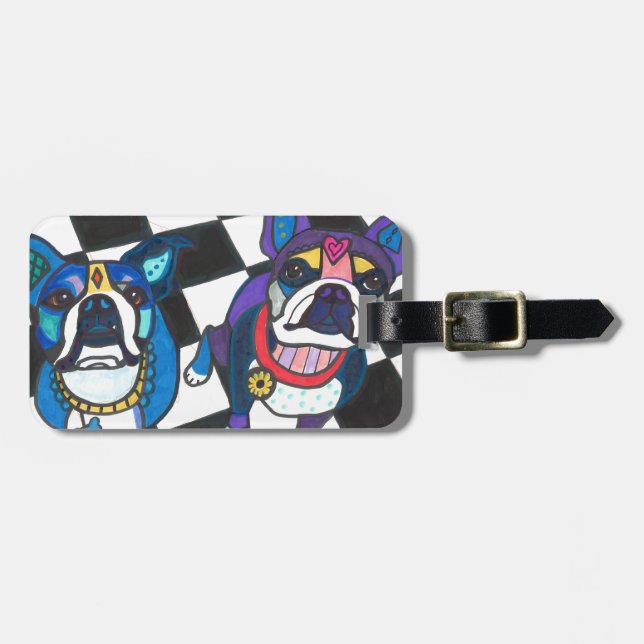 Boston Terriers by Heather Galler Luggage Tag (Front Horizontal)