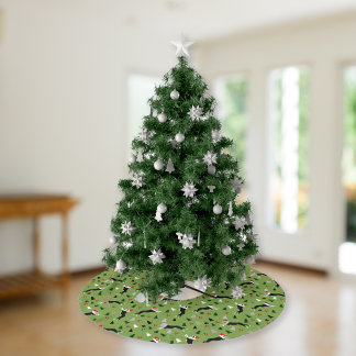 Boston Terriers Christmas Santa Hat Holiday Brushed Polyester Tree Skirt