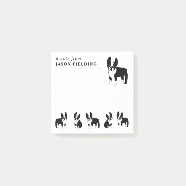 Boston Terriers Cute Black and White Dogs Post-it  Notes (Front)