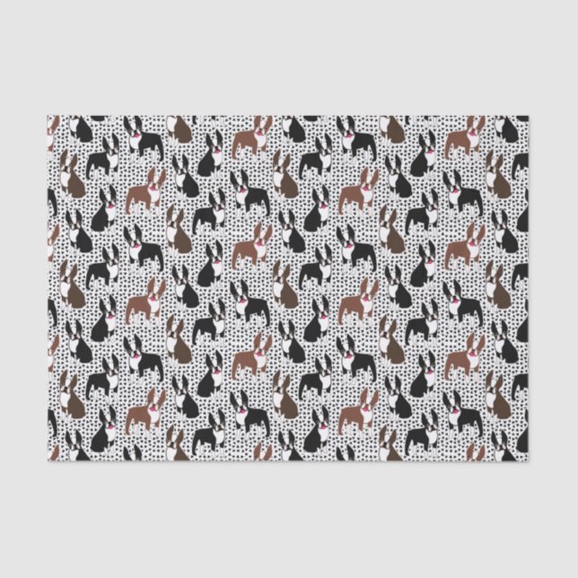 Boston Terriers Cute Puppy Dog Pattern Tissue Paper (Front)
