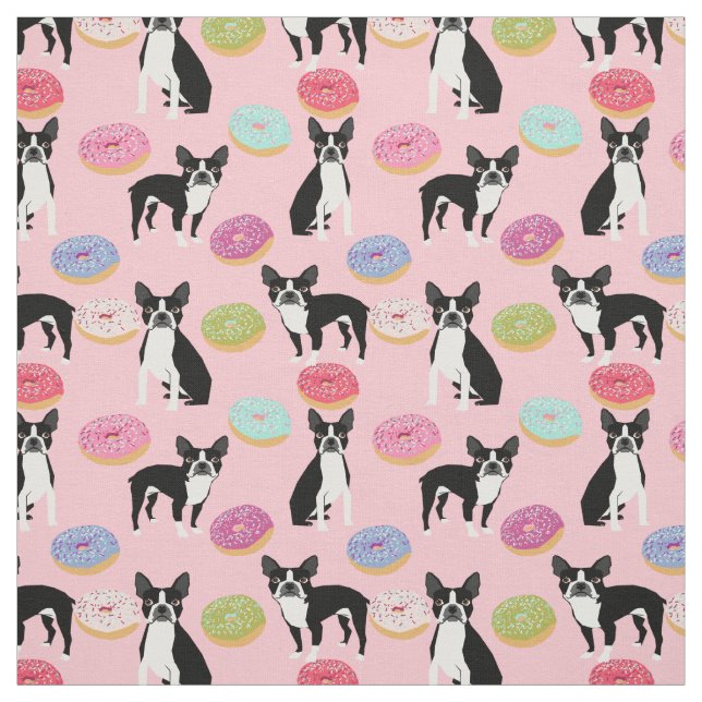 Boston Terriers Donuts - Cute Dog fabric (Swatch)