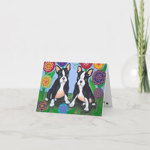 Boston Terriers Friends Notecard