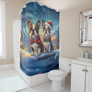 Boston Terriers Holiday Design By Rich AMeN Gill Shower Curtain