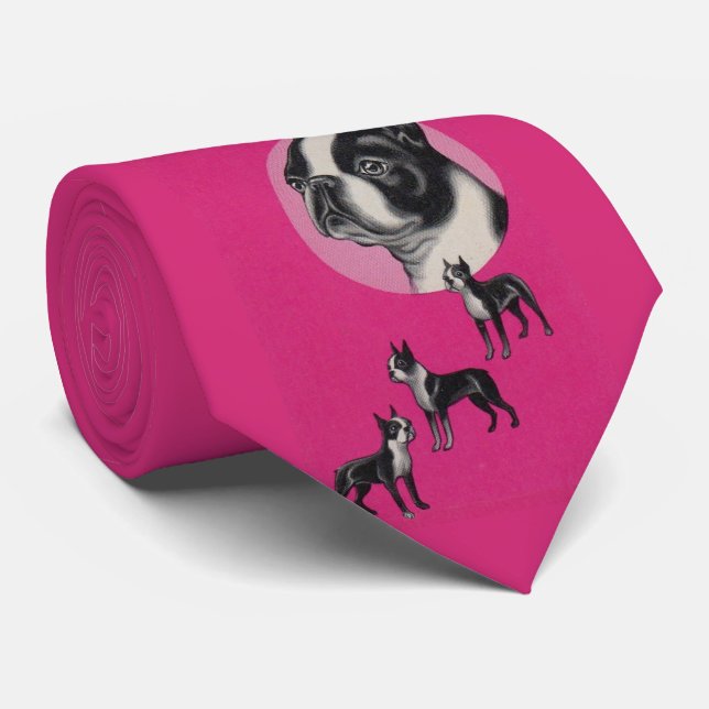 Boston terriers neck tie (Rolled)