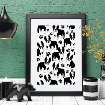 Boston Terriers Paw Party Poster by DoodleDeDoo at Zazzle