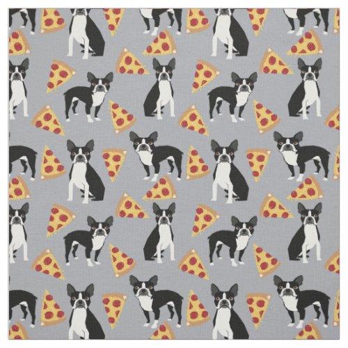 Boston Terriers Pizza fabric