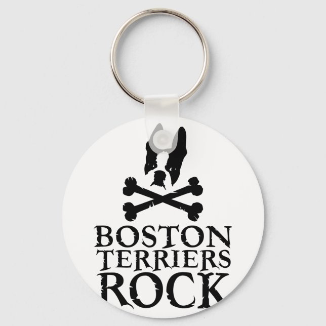 Boston Terriers Rock Keychain (Front)
