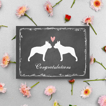 Boston Terriers Wedding Congratulations Card by jennsdoodleworld at Zazzle