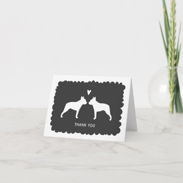 Boston Terriers Wedding Thank You Card (Front)