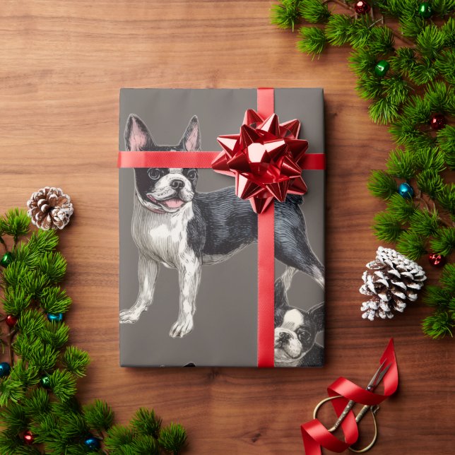 Boston Terriers Wrapping Paper (Holiday Gift)