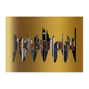 Boston, text art on gold background