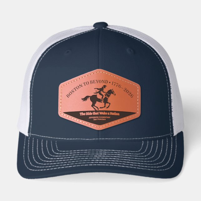 Boston to Beyond Patriotic Rider Tribute School Leather Patch Hat (Front)