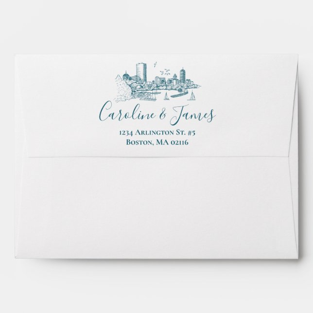 Boston Toile (Anniversary Ed.) Blue/White Envelope (Back (Top Flap))