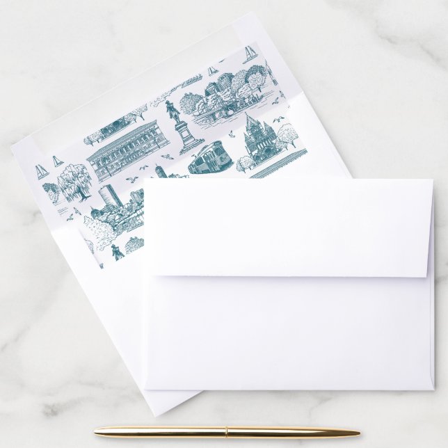 Boston Toile (Anniversary Ed.) Blue/White Envelope Liner (Desk)