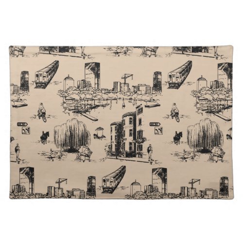 Boston Toile Black and Tan Cloth Placemat