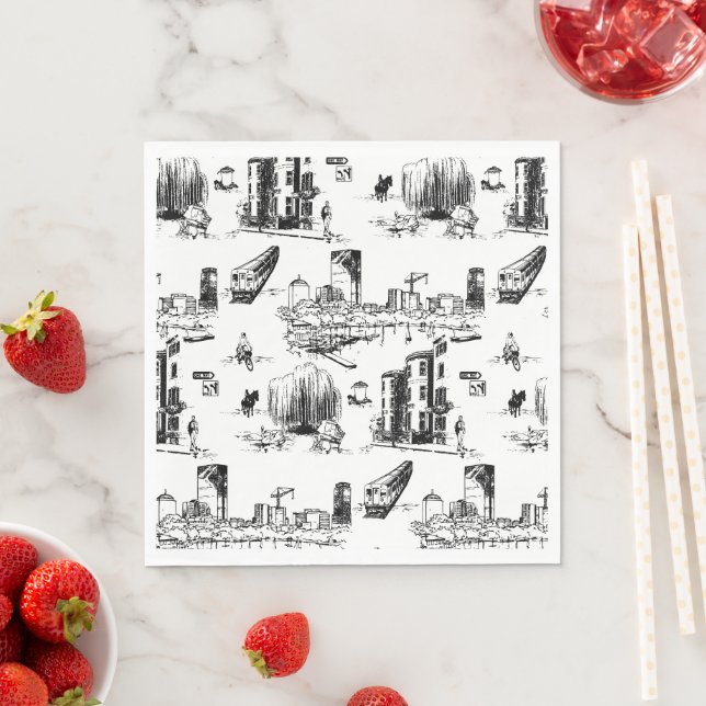 Boston Toile Black and White Napkins (Insitu)
