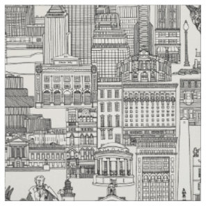 Boston toile black strong white fabric