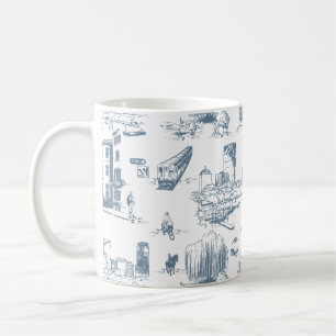 Boston Toile Blue Coffee Mug