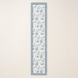Boston Toile Blue Long Scarf