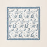 Boston Toile Blue Square Scarf<br><div class="desc">Elegant but with a sense of humor,  this Boston-themed toile is the perfect accessory.</div>