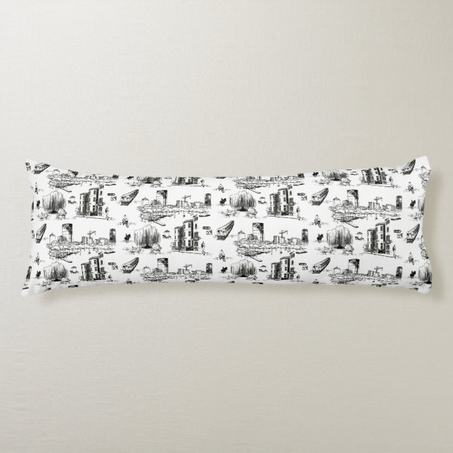 Boston Toile Body Pillow (Front)